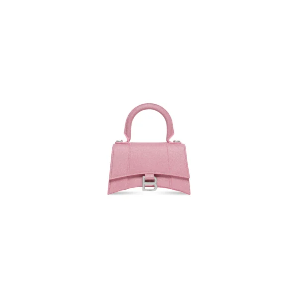 WOMEN'S HOURGLASS XS HANDBAG IN SPARKLING FABRIC IN PINK