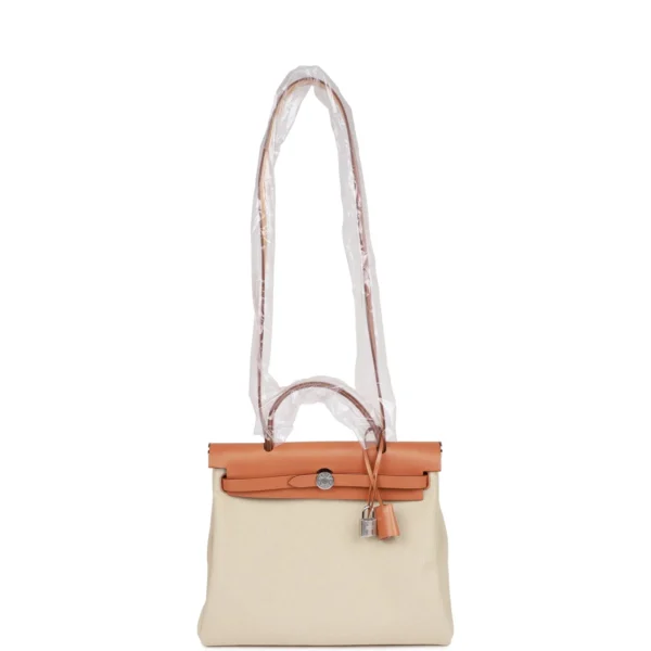 Hermès Herbag Zip PM 31 Beton Toile H Berline Vache Naturel Hunter Palladium Hardware