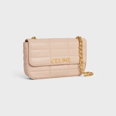 CHAIN SHOULDER BAG MATELASSE MONOCHROME CELINE IN QUILTED GOATSKIN NUD