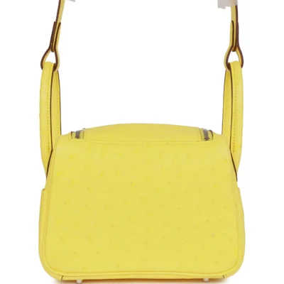 Hermès Mini Lindy Jaune Citron Ostrich Palladium Hardware