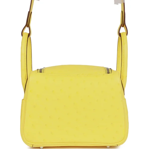 Hermès Mini Lindy Jaune Citron Ostrich Palladium Hardware