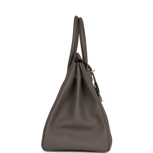 حقيبة هيرميس Birkin 35 Gris Etain من جلد توغو مع إكسسوارات معدنية ذهبية