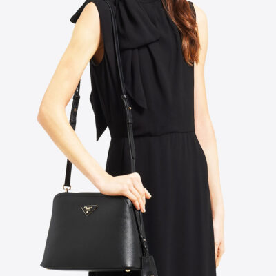 Prada Medium Saffiano Leather Prada Matinée Bag in Black
