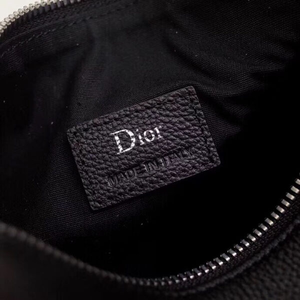 Dior Roller Pouch In Black Grained Calfskin
