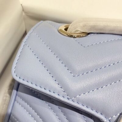 Gucci Mini GG Marmont Silver GG Signature & Shoulder Strap Violet Matelasse Chevron Leather Flap Crossbody For Ladies Online