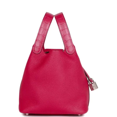 Hermès Picotin Lock 18 Framboise Clemence and Matte Alligator Touch Palladium Hardware