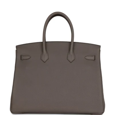 حقيبة هيرميس Birkin 35 Gris Etain من جلد توغو مع إكسسوارات معدنية ذهبية