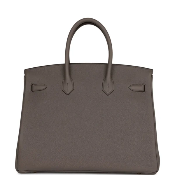 حقيبة هيرميس Birkin 35 Gris Etain من جلد توغو مع إكسسوارات معدنية ذهبية