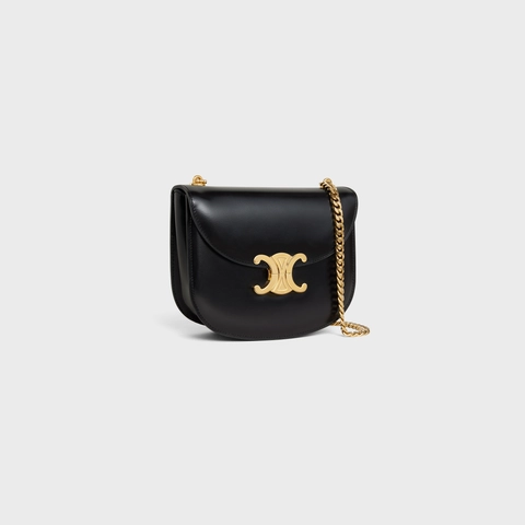 bda77c3a2ca712e62987fc3151a7448a TEEN CHAIN BESACE TRIOMPHE IN SHINY CALFSKIN BLACK