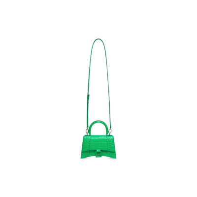 WOMEN'S HOURGLASS XS HANDBAG CROCODILE EMBOSSED IN GREEN