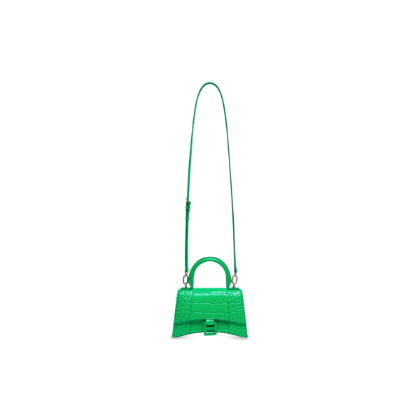 WOMEN'S HOURGLASS XS HANDBAG CROCODILE EMBOSSED IN GREEN
