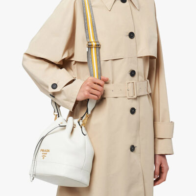 Prada Leather Bucket Bag in White