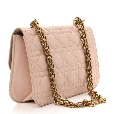 bdee30ccf58efe061f40febc5690ce5e CHRISTIAN DIOR Lambskin Cannage Large Dioraddict Flap Rose Poudre