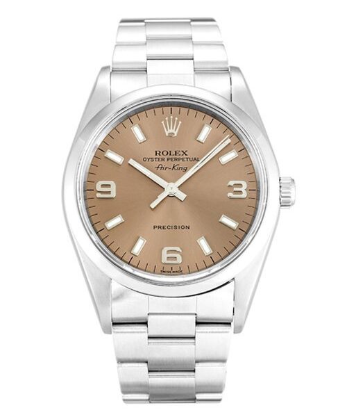 Rolex Air-king 14000.3 Salmon Quarter Arabic Dial Unisex 34MM