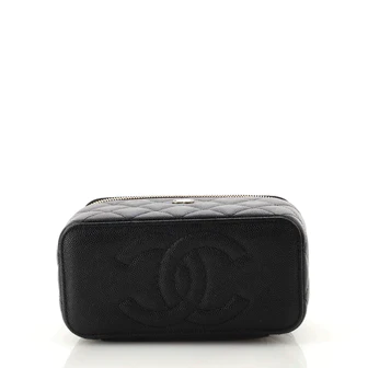 Chanel Classic Vanity Case with Chain Quilted Caviar Small