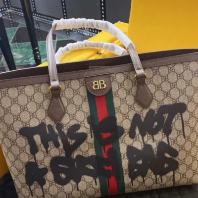 Balenciaga Hacker Graffiti Medium Tote Bag In Coated Canvas Dark Coffee