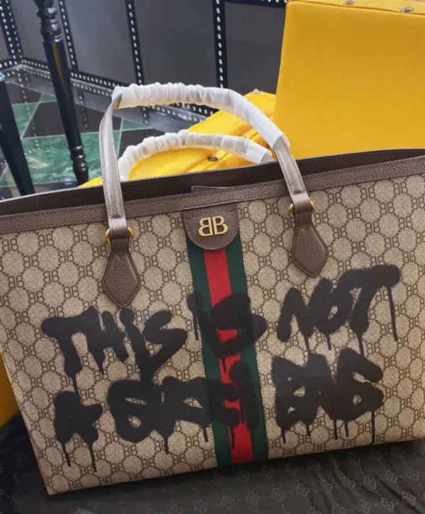 Balenciaga Hacker Graffiti Medium Tote Bag In Coated Canvas Dark Coffee