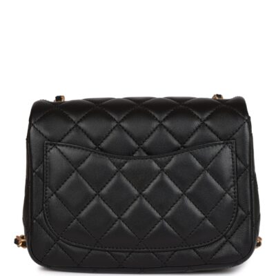 be9223a14472640cf33d17eb8291e830 Chanel CC Pearl Crush Mini Square Flap Bag Black Lambskin Antique Gold Hardware