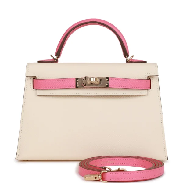 Hermès Special Order (HSS) Kelly Sellier 20 Nata and Rose Azalee Epsom Permabrass Hardware