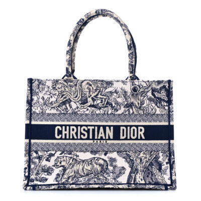 CHRISTIAN DIOR Canvas Embroidered Medium Dioriviera Toile De Jouy Book Tote Blue