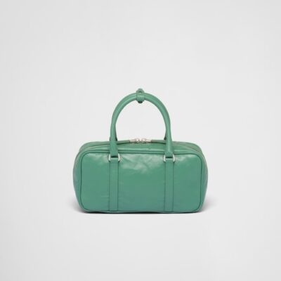 Prada Small antique nappa leather top handle bag - Sage Green