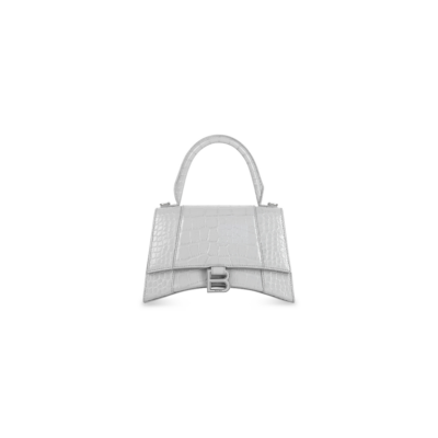 WOMEN'S HOURGLASS SMALL HANDBAG CROCODILE EMBOSSED IN GREY