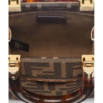 Fendi Mini Sunshine Shopper in Brown FF Fabric Mini Bag