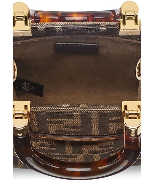 Fendi Mini Sunshine Shopper in Brown FF Fabric Mini Bag
