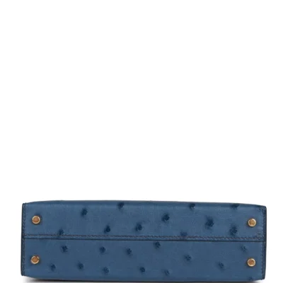 c1df05e4cd6b3624af63b2ff72caa1a6 Hermès Kelly Sellier 20 Bleu Iris Ostrich Gold Hardware