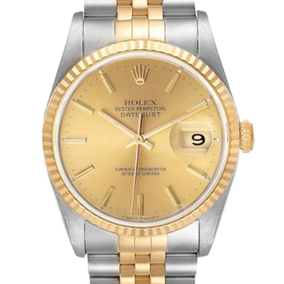 Rolex Datejust 16233CSJ 36MM Gold Dial Silver-tone Case
