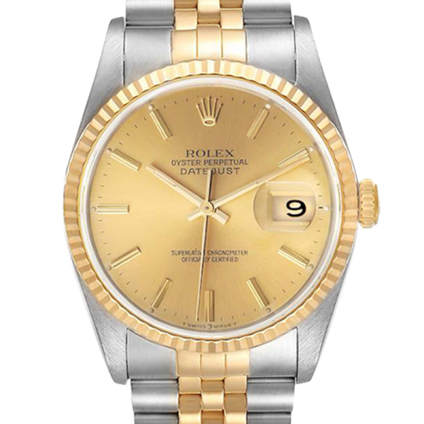 Rolex Datejust 16233CSJ 36MM Gold Dial Silver-tone Case