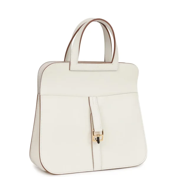 Hermès Halzan 25 White Evercolor Gold Hardware