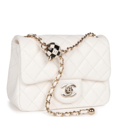 c2cc417cd79d683728eb18a3be9f0f6d Chanel Pearl Crush Mini Square Flap Bag White Lambskin Light Gold Hardware
