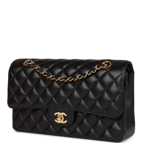 Chanel Medium Classic Double Flap Bag Black Caviar Gold Hardware