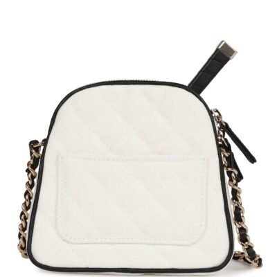 c2ea2934502dfcc202f622cd0e36a5a5 Chanel "Monte-Carlo" Mini Crossbody Tennis Bag White Canvas Light Gold Hardware