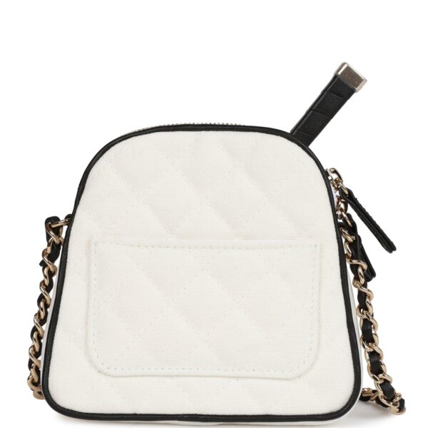 c2ea2934502dfcc202f622cd0e36a5a5 Chanel "Monte-Carlo" Mini Crossbody Tennis Bag White Canvas Light Gold Hardware