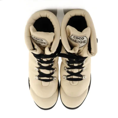 Chanel Women's Coco Neige Lace Up Ankle Hiking Boots Leather