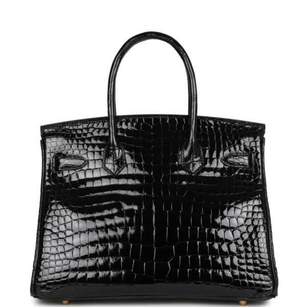 爱马仕 Birkin 30 黑色 亮面 Niloticus 鳄鱼皮 金色五金 包