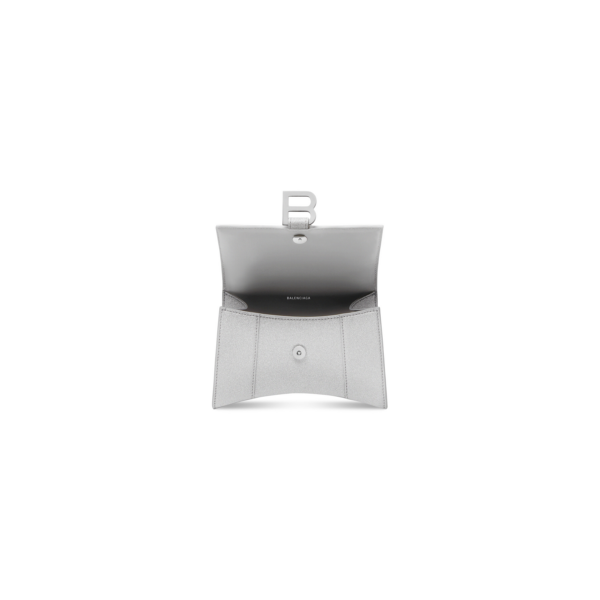 WOMEN'S HOURGLASS XS HANDBAG IN SPARKLING FABRIC IN SILVER