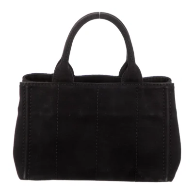 Prada Small Cotton Canvas Tote in Black
