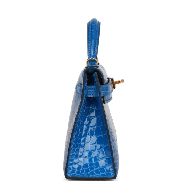 Hermès Kelly Sellier 20 Bleu Zellige Shiny Alligator Gold Hardware