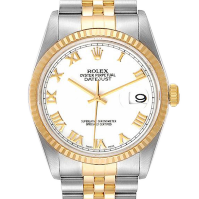 ساعة رولكس Datejust 16233WRJ 36MM مينا باللون الأسود بعلبة فضية