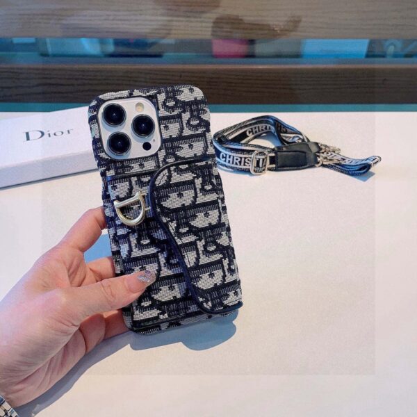 Dior Montaigne Card Holder Phone Case Embroidered Strap