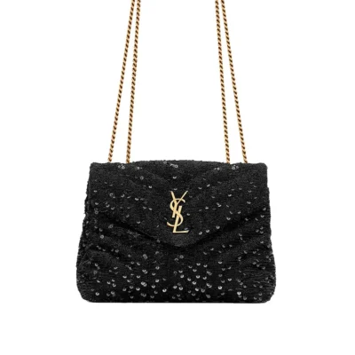 YSL Loulou Small Chain Bag in Quilted 'Y' Leather Satin and Sequins