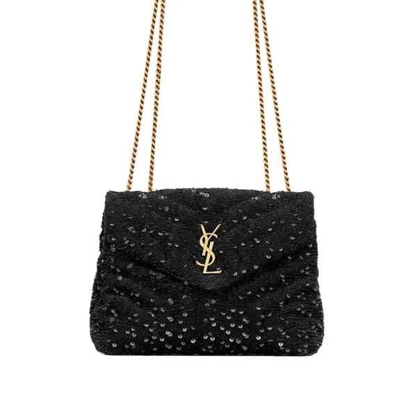 YSL Loulou Small Chain Bag in Quilted 'Y' Leather Satin and Sequins