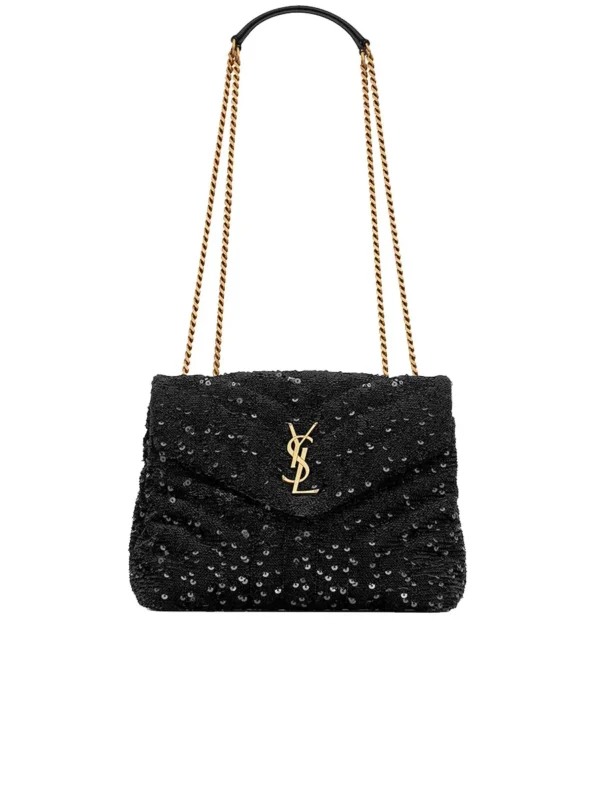 YSL Loulou Small Chain Bag in Quilted 'Y' Leather Satin and Sequins