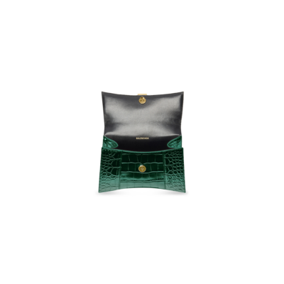 HOURGLASS XS 压纹 FOREST 绿色鳄鱼皮女士手提包