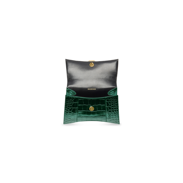 HOURGLASS XS 压纹 FOREST 绿色鳄鱼皮女士手提包