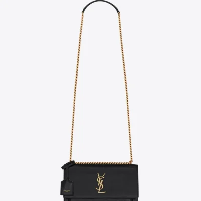 YSL Sunset Medium Chain Bag In Coated Bark Leather
