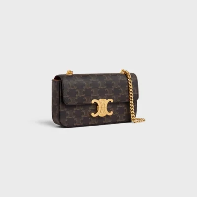 c6ea2548dc12ddc4ac85a819053de403 CHAIN SHOULDER BAG TRIOMPHE IN TRIOMPHE CANVAS TAN